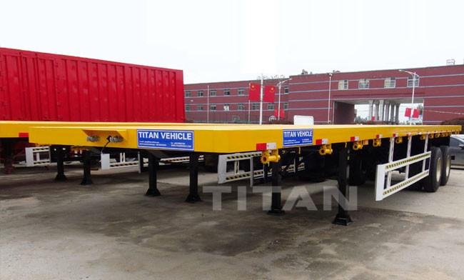 2 Axles flatbed container semi trailer