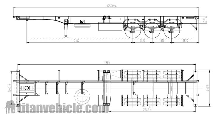 Drawing of Container Chassis Trailer