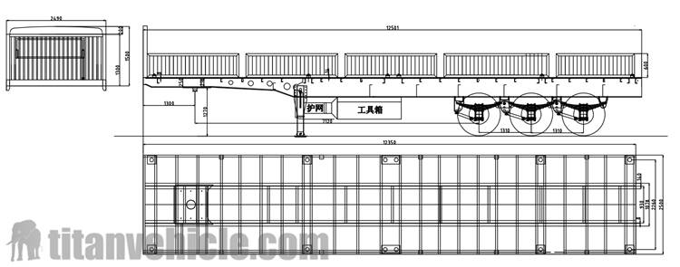 Drawing of cargo semi trailer