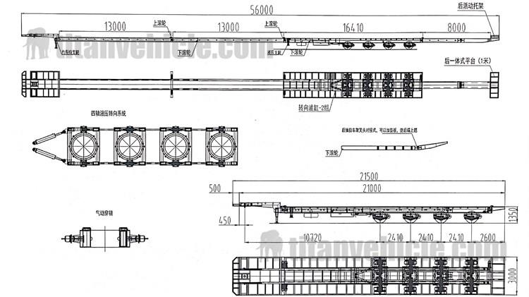 Drawing of Extendable Trailer for Sale