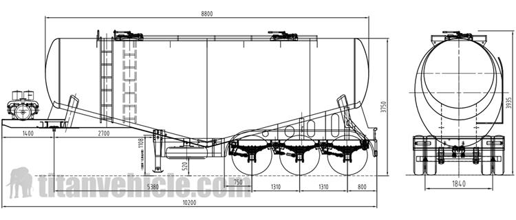 Drawing of 3 Axle Cement Bulk Tanker Trailer