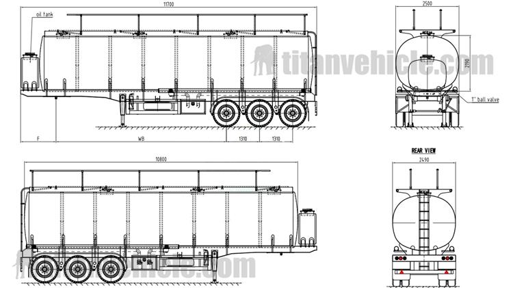 Drawing of 3 Axle 45000 Fuel Tanker Trailer