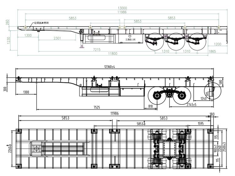 2 Axle Flat Bed Trailer Tri Axle Trailer for Sale In Mali