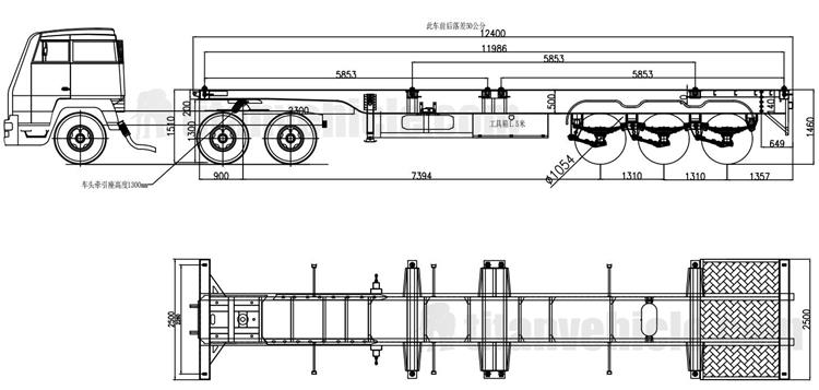 Tri Axle 40 ft Container Chassis Trailer for Sale In Djibouti